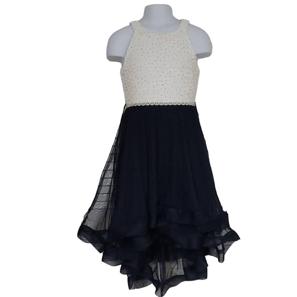 Blue and White Rhinestone Detailed Dress